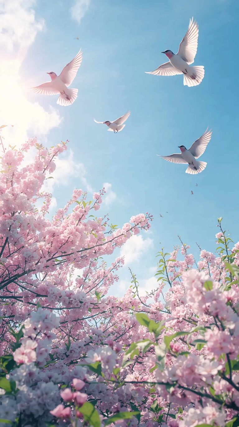 birds spring garden free seasonal wallpapers