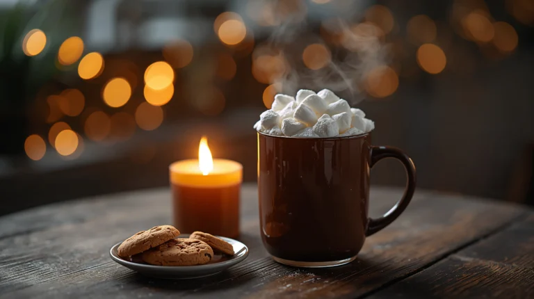 cozy winter aesthetic wallpapers for desktop hot chocolate candlelight