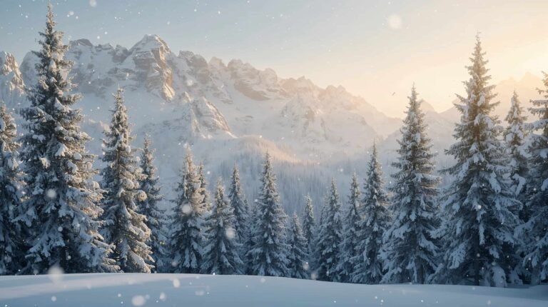cozy winter aesthetic wallpapers for desktop mountains snowfall