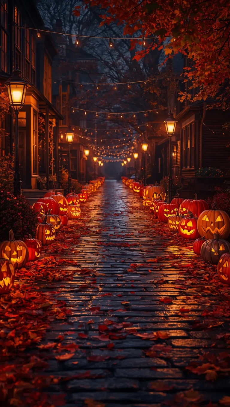 cute autumn wallpapers for iphone autumn street with pumpkins
