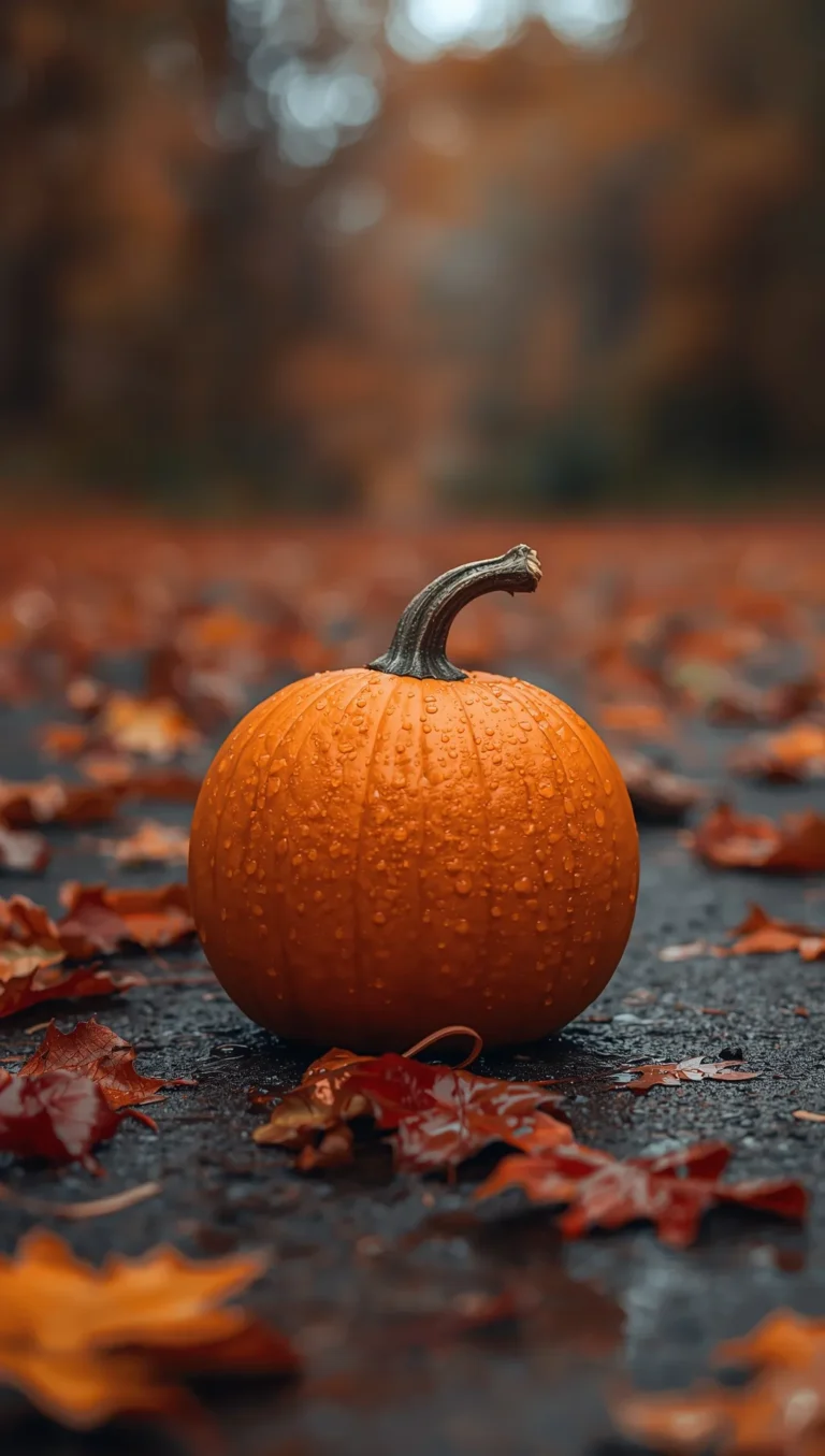 cute autumn wallpapers for iphone colorful leaves in forest with pumpkin