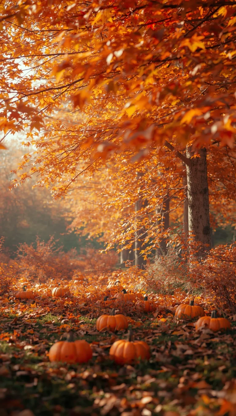 cute autumn wallpapers for iphone colorful leaves with pumpkin