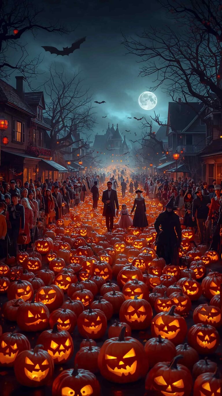 glowing pumpkins festival halloween spooky wallpapers
