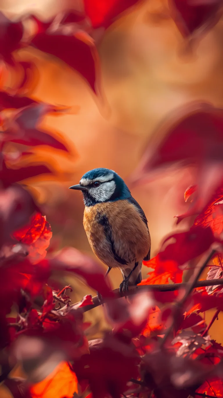 Autumn forest animal wallpapers tit bird autumn tree.