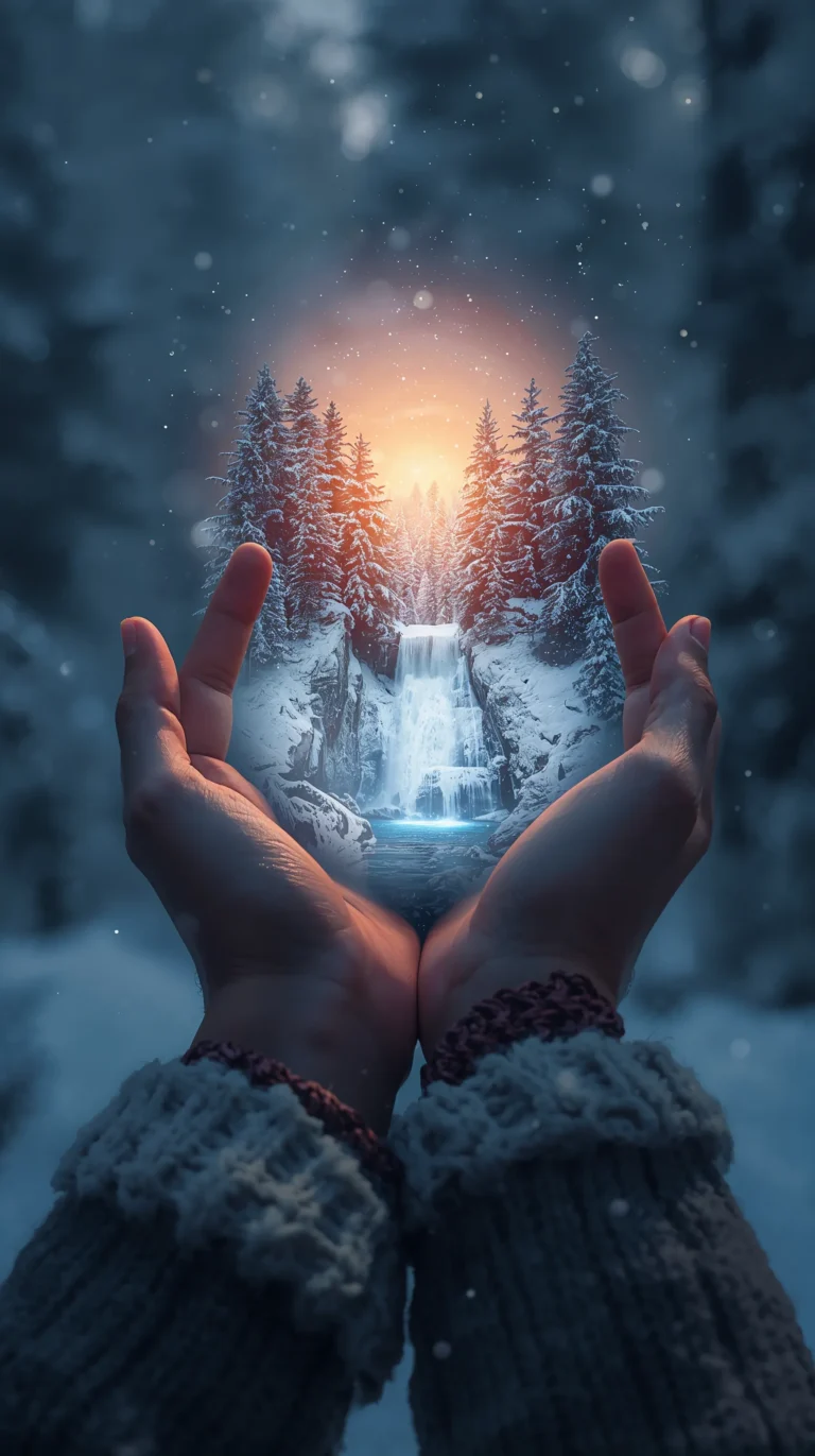 autumn to winter, two hand give winter