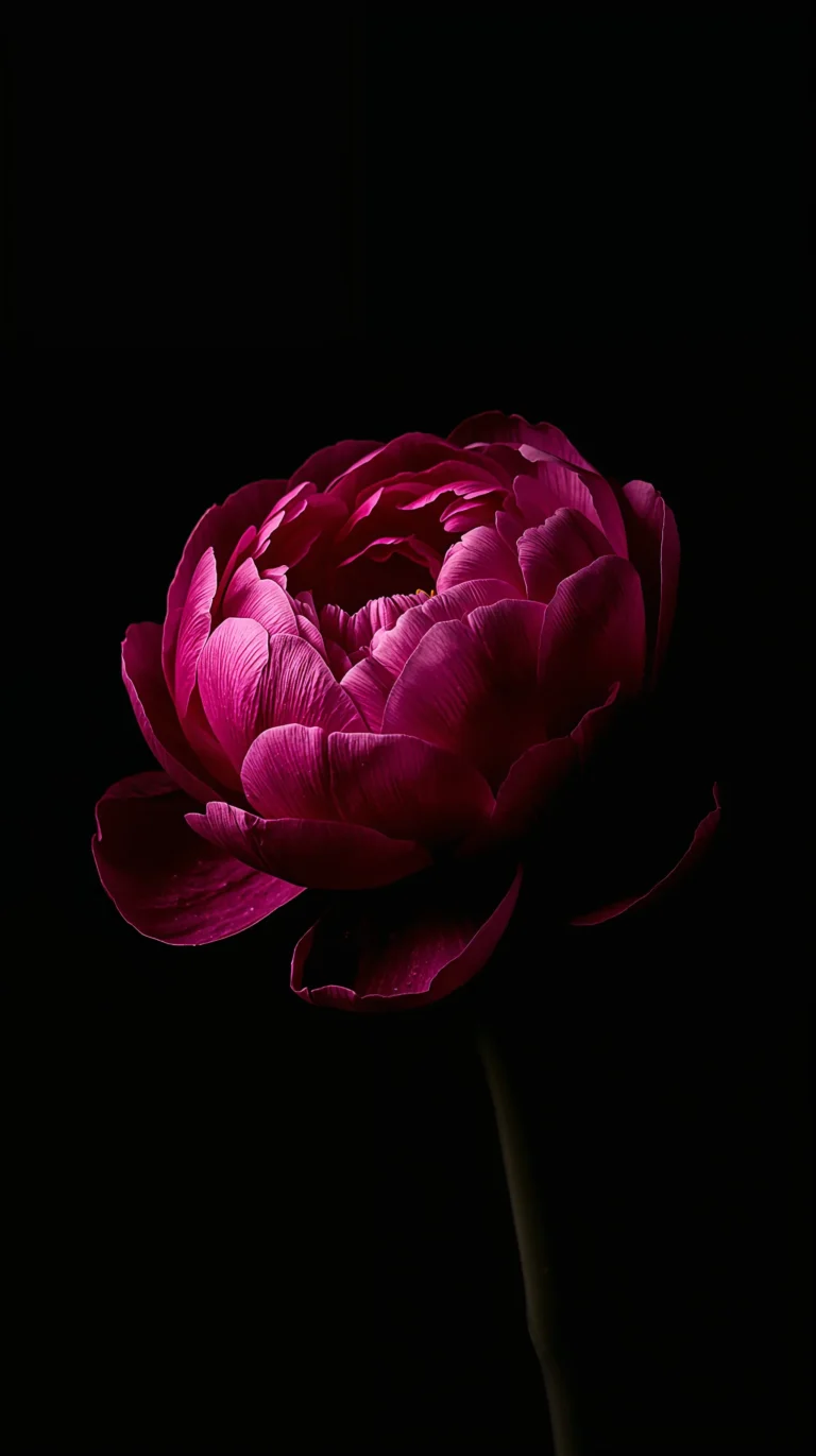 black-floral-wallpapers-elegant-peony-bloom-phone