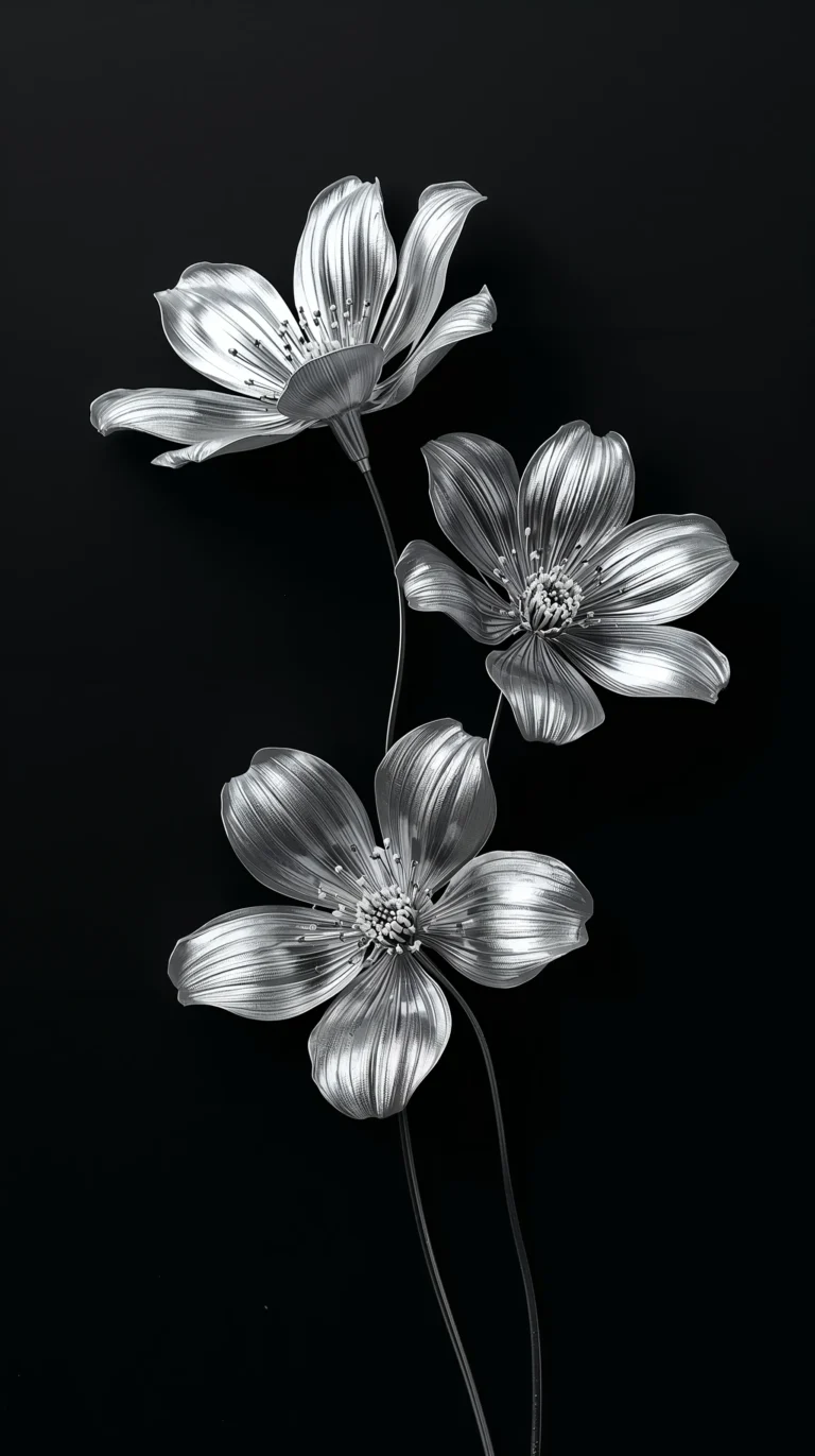 black-floral-wallpapers-silver-petal-elegance-phone
