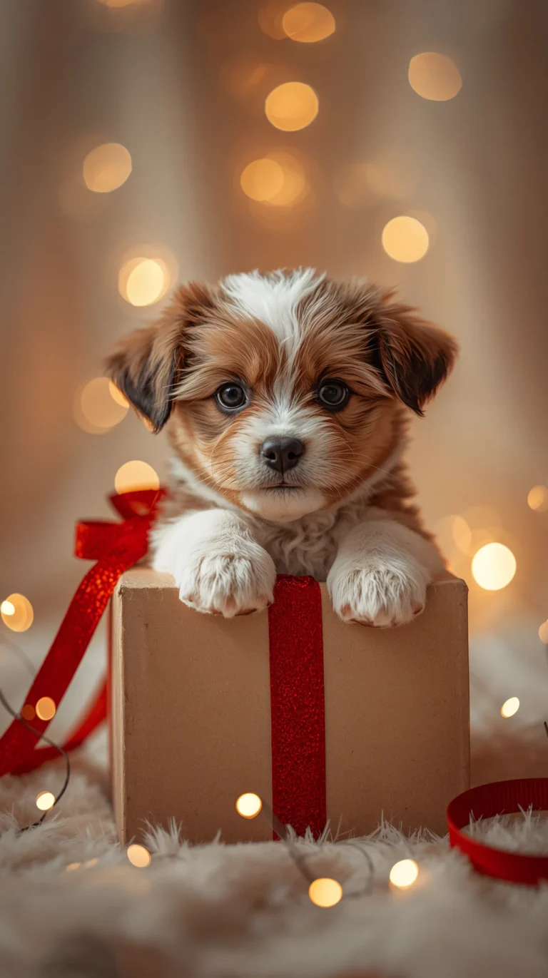 cute-animal-wallpapers-cat-peeking-gift-box-puppy-phone