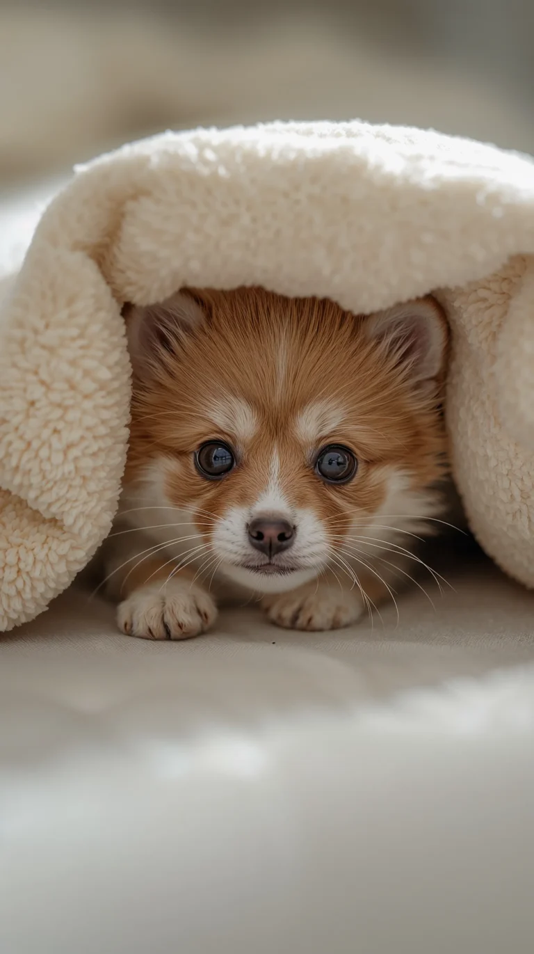 cute-animal-wallpapers-puppy-cozy-under-blanket-phone