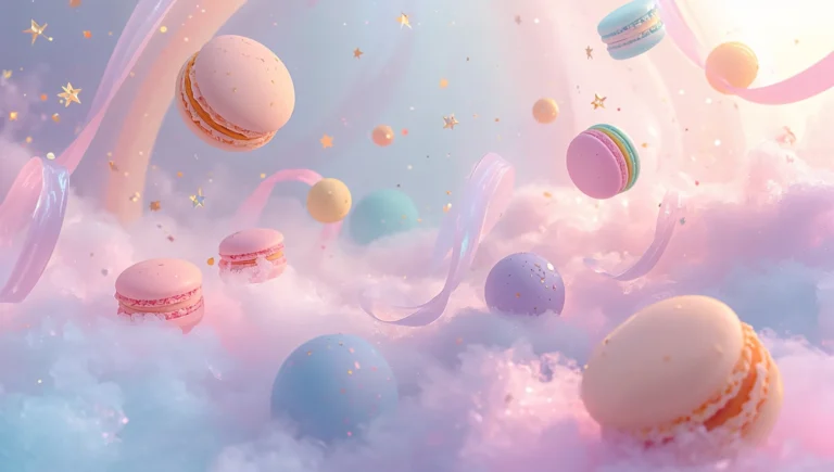 cute pastel wallpapers featuring floating macaron planets and ribbons in dreamy rainbow gradients ipad