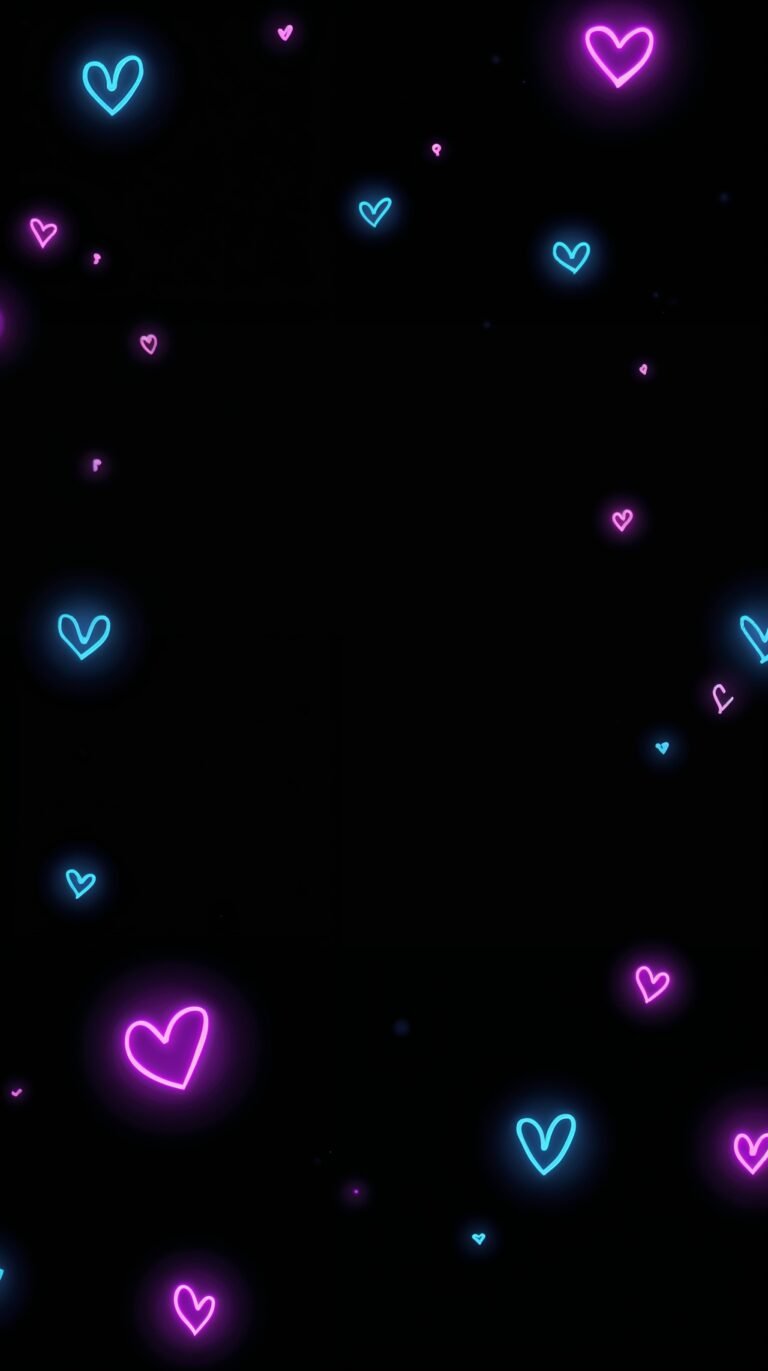 neon hearts cute black wallpapers iphone