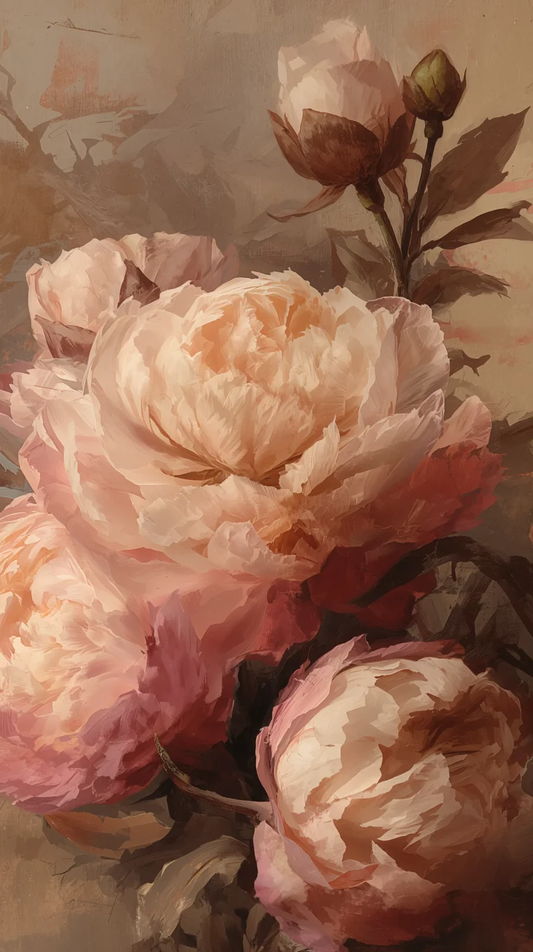 vintage-art-wallpapers-floral-golden-rim-peach-four