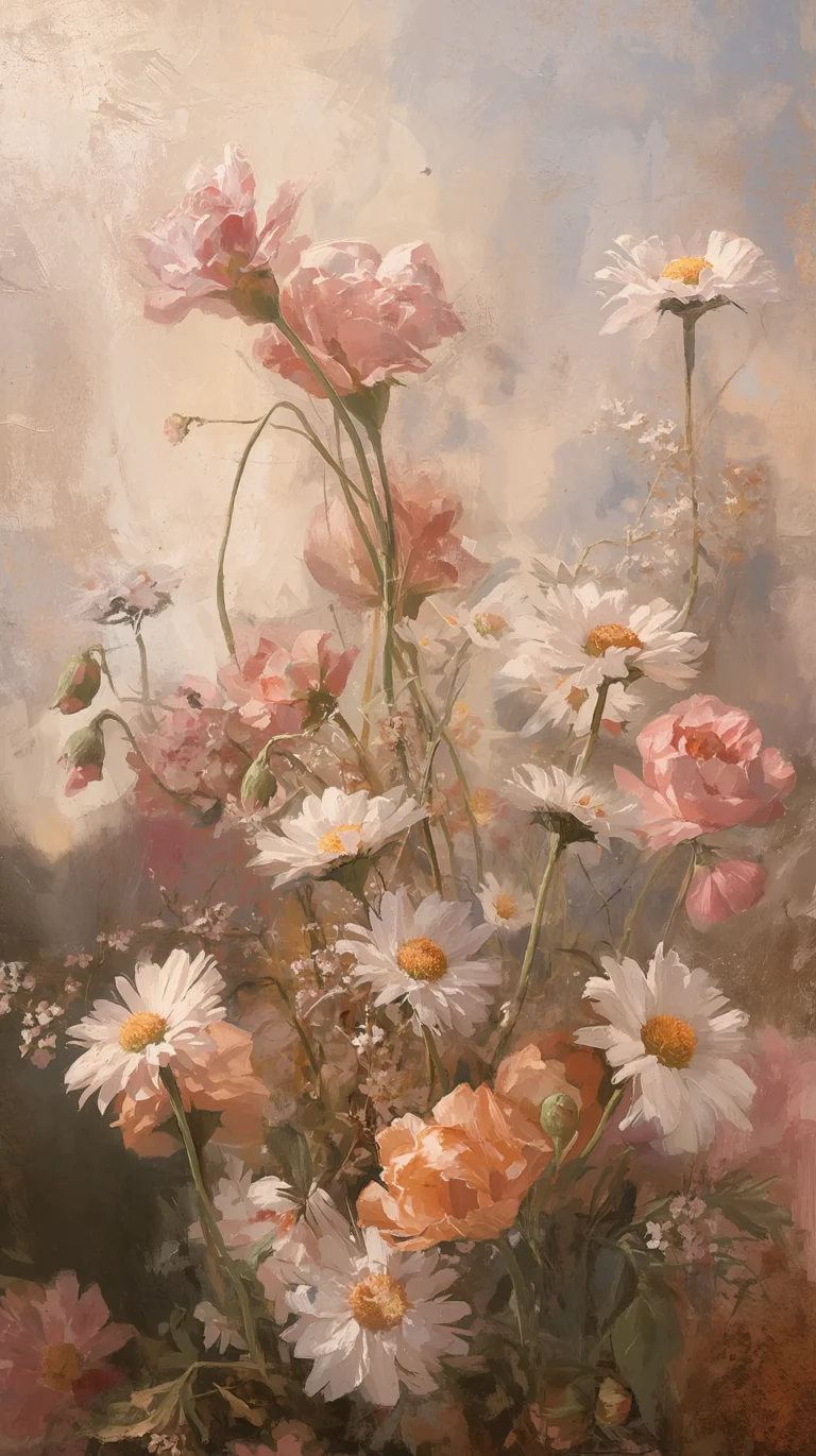 vintage-art-wallpapers-floral-golden-rim-peach-portrait