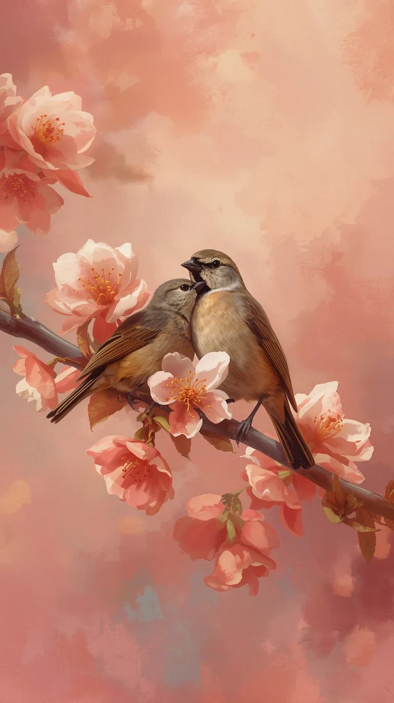 vintage-art-wallpapers-hand-painted-two-birds-love