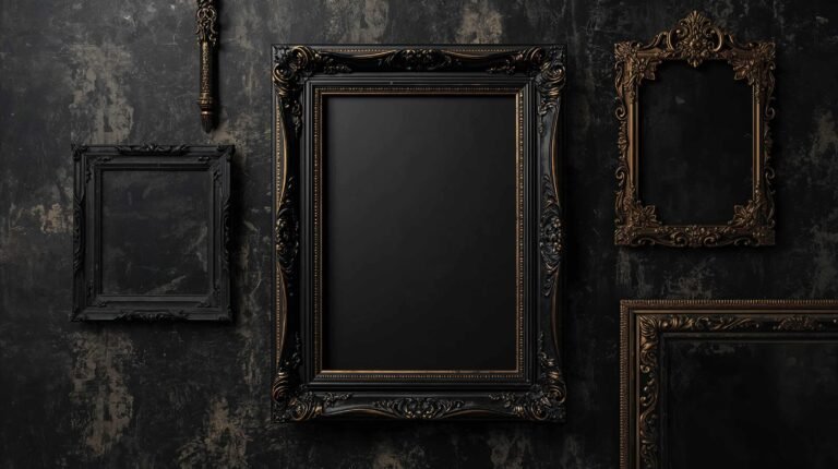 vintage-black-wallpapers-baroque-frames-gold-accents-laptop