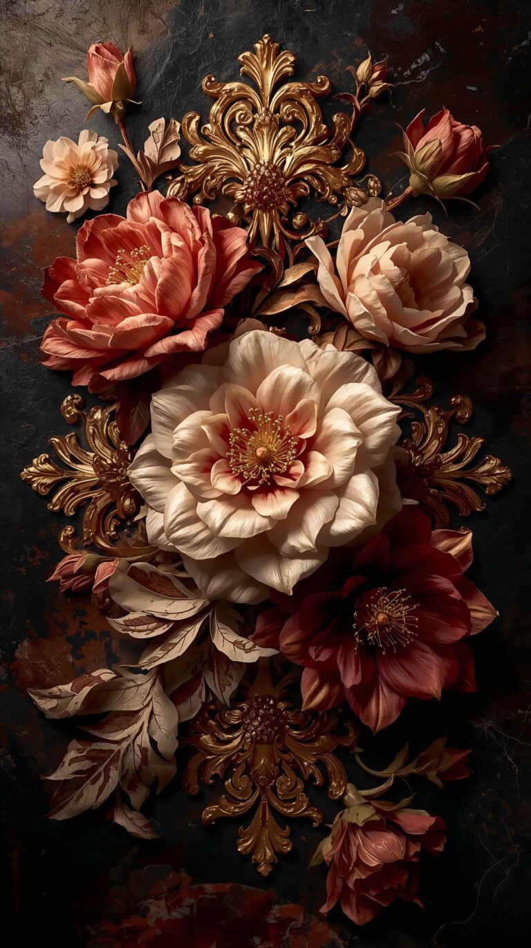 vintage floral wallpapers for phone baroque flower design dark