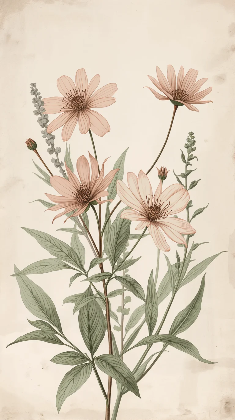 vintage floral wallpapers for phone botanical illustration