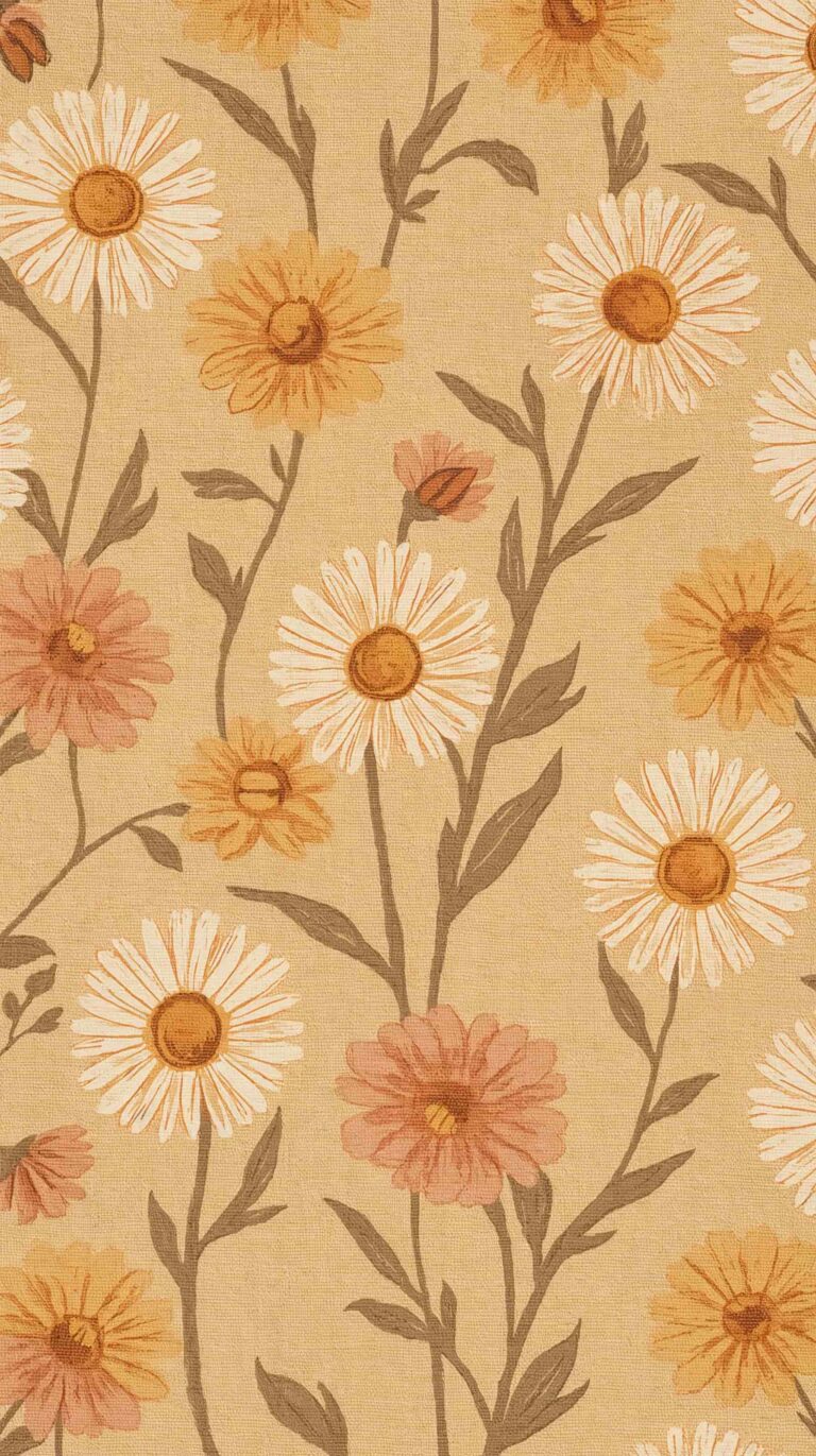 vintage floral wallpapers for phone retro daisy pattern