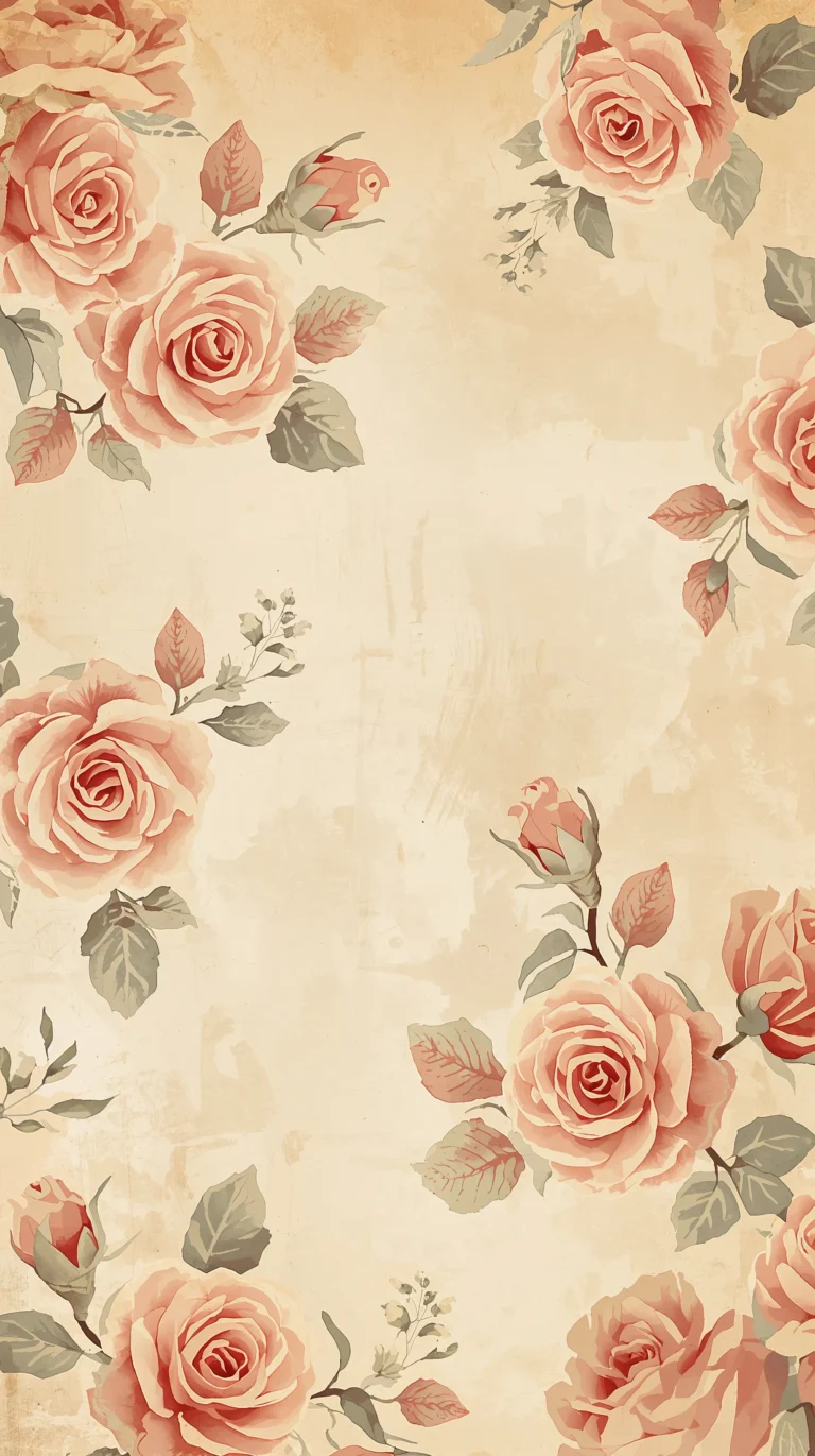 vintage floral wallpapers for phone soft roses pattern