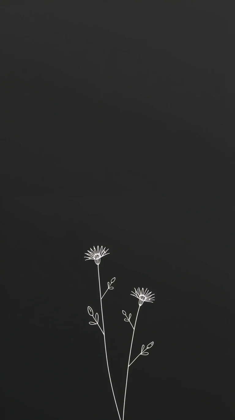black-minimal-wallpapers-floral-outline-top-bottom-phone