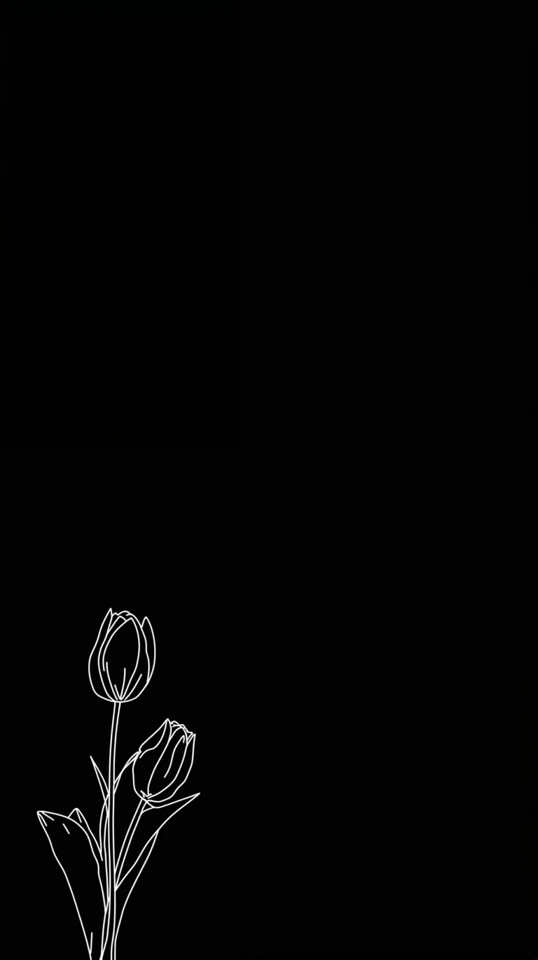 black-minimal-wallpapers-floral-outline-top-bottom-tulip-phone