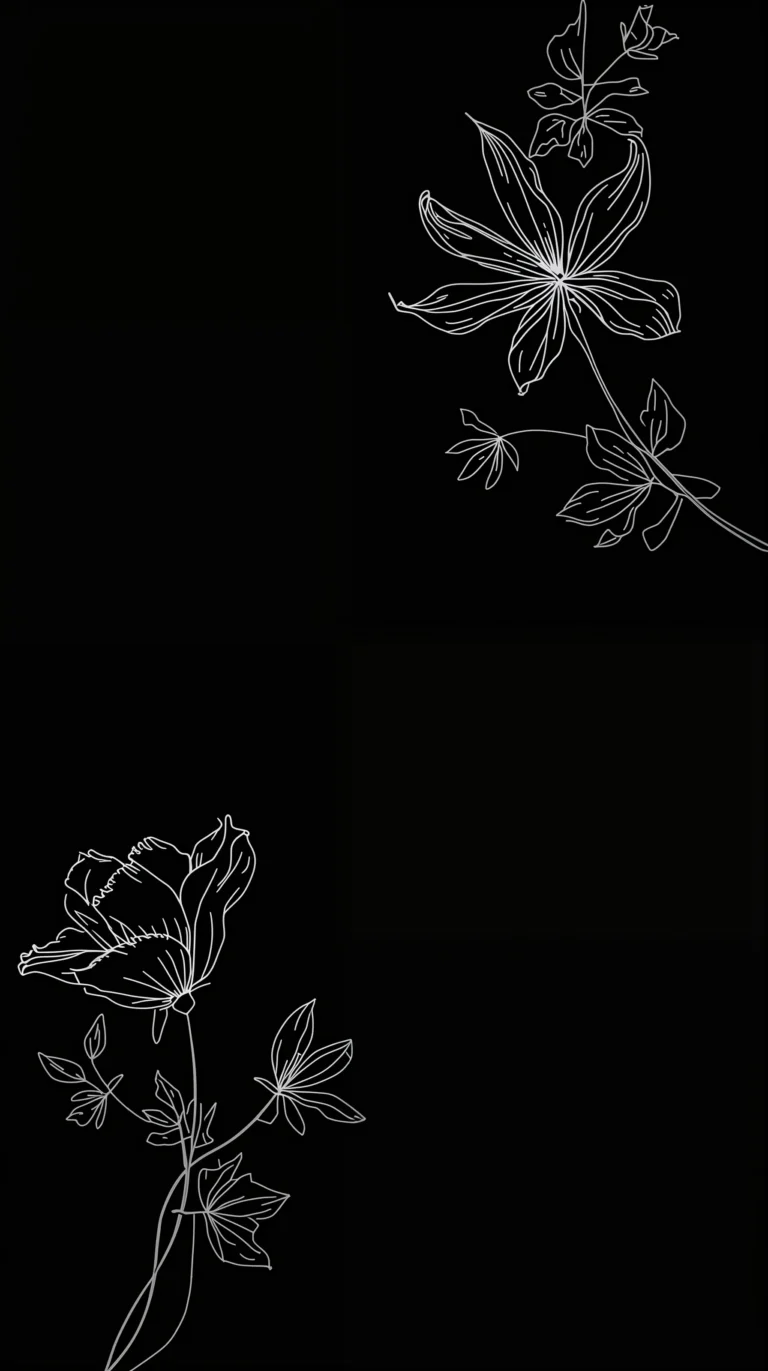 black-minimal-wallpapers-minimal-flower-outline-phone