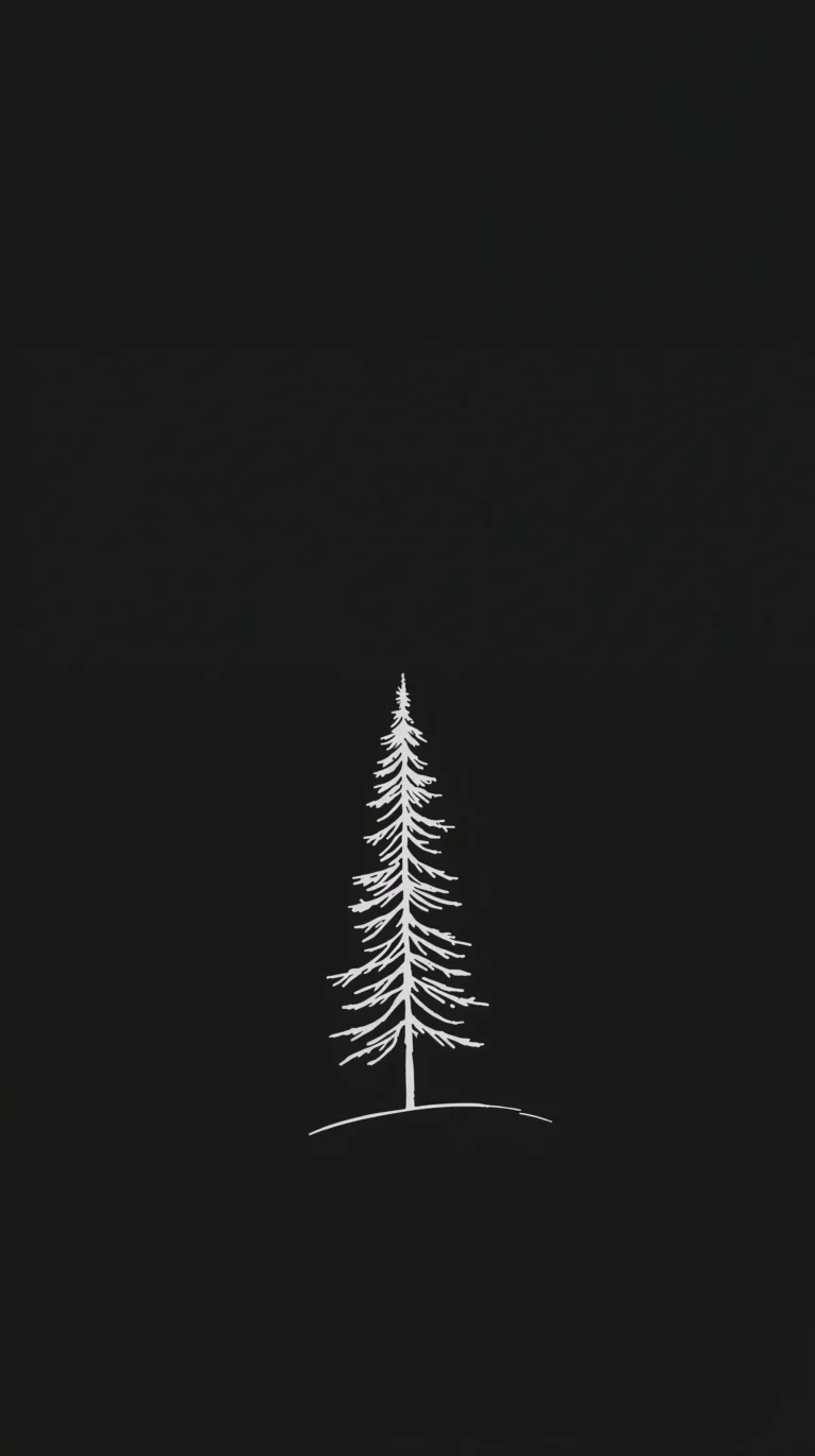 black-minimal-wallpapers-top-right-pine-branch-outline-phone