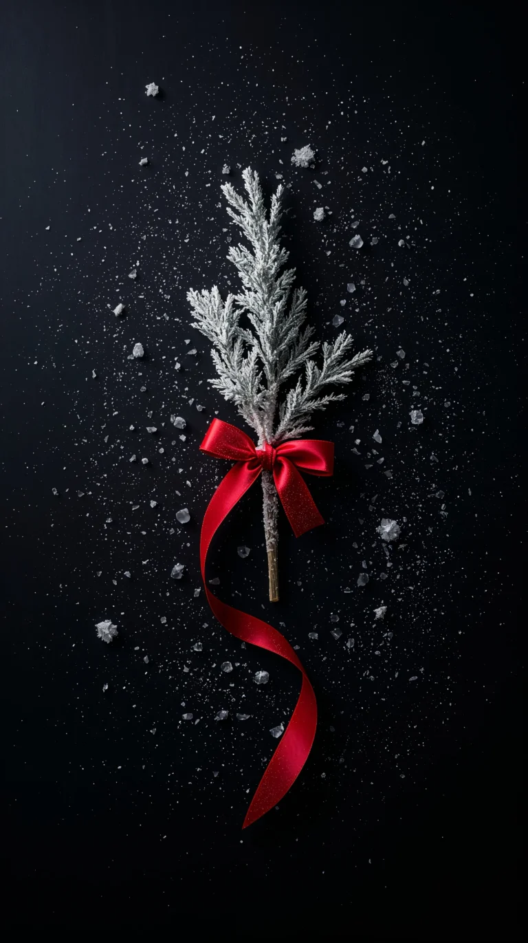 black-winter-wallpapers-frosted-pine-branch-with-red-ribbon-phone
