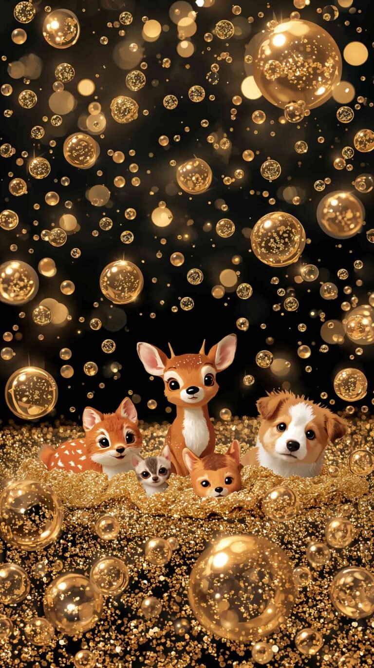 celebration-wallpapers-golden-bubbles-snail-and-friend-phone