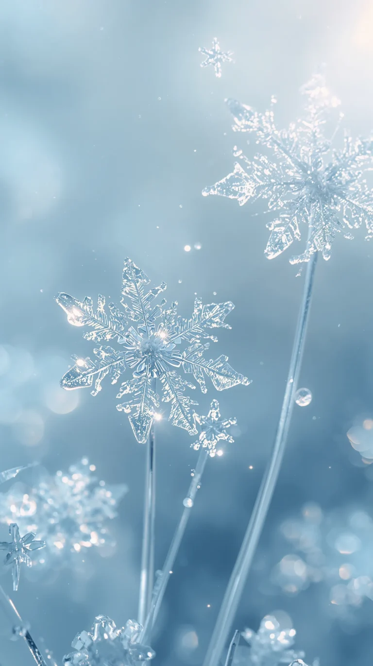 cute-aesthetic-wallpapers-for-iPhone_macro-snowflake-on-illuminated-blue