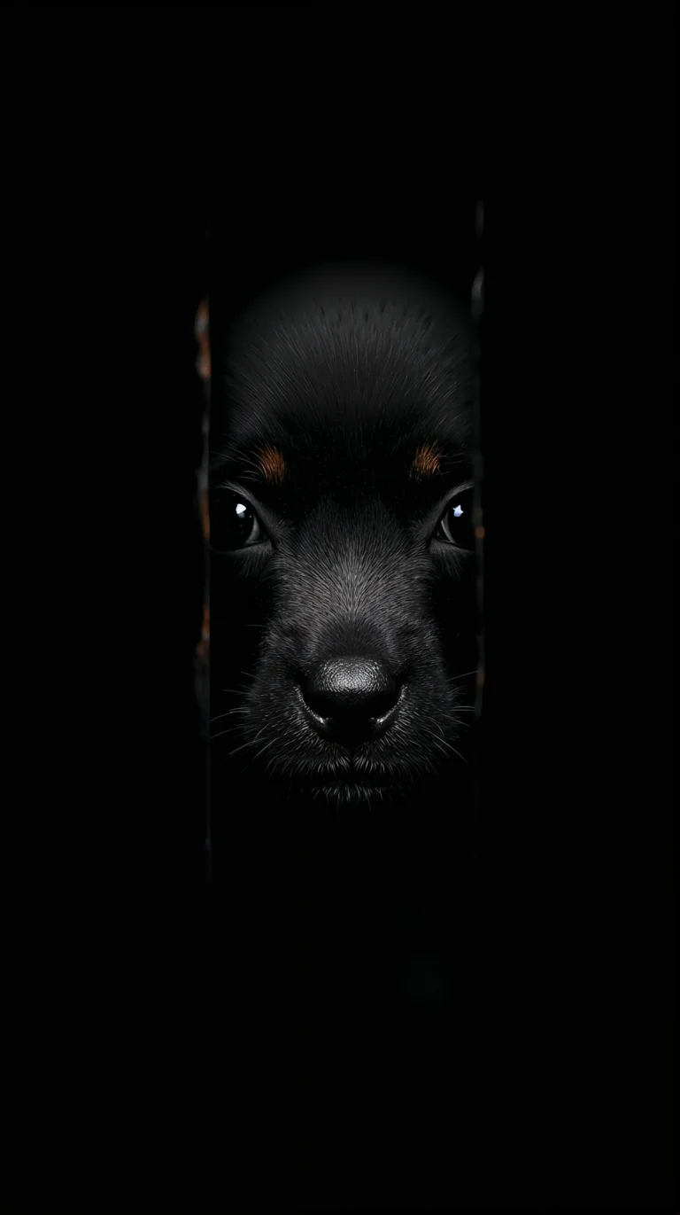 cute-black-wallpapers-puppy-peeking-macro-shot-phone
