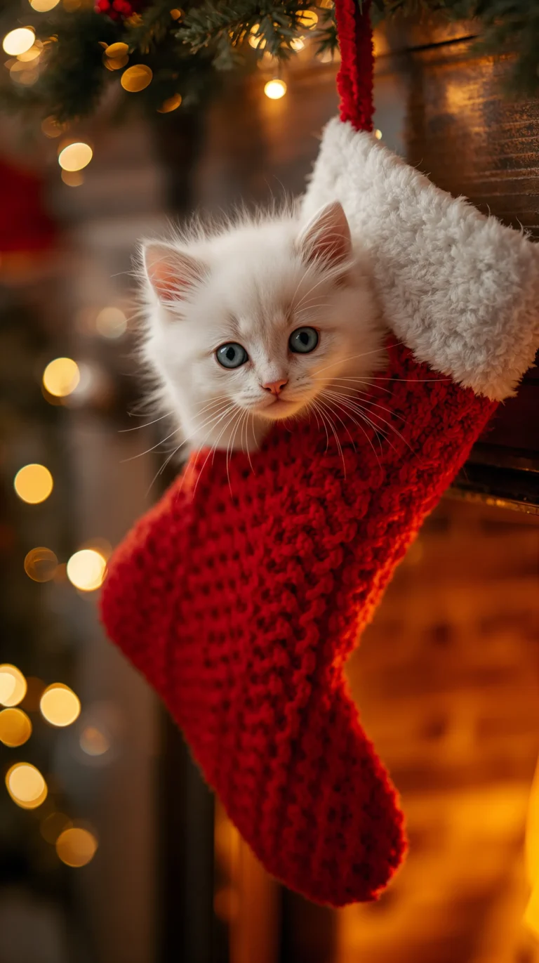 cute-christmas-animal-wallpapers-kitten-christmas-stocking-phone