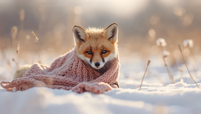 cute-winter-animal-wallpapers-baby-fox-wool-blanket-ipad