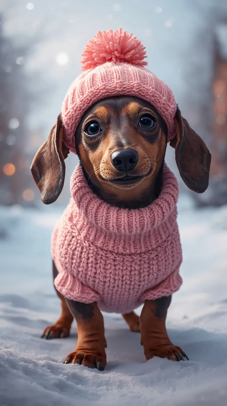 cute-winter-animal-wallpapers-dachshund-pink-sweater-phone