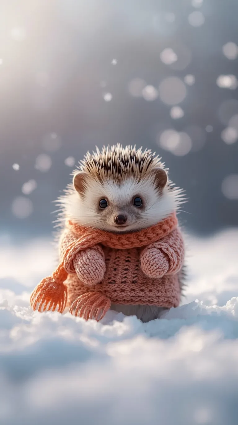cute-winter-animal-wallpapers-hedgehog-winter-mittens-phone