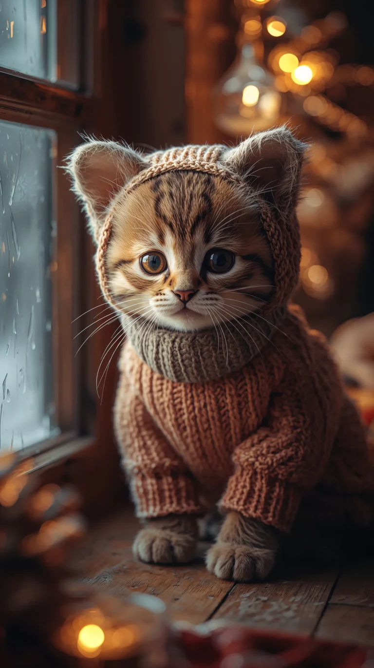cute-winter-animal-wallpapers-kitten-cabin-cozy-phone