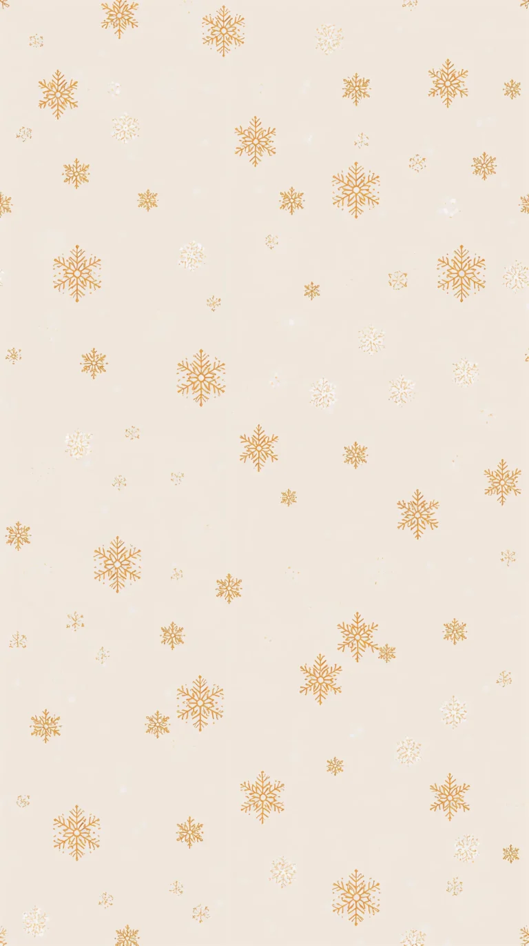 minimal-christmas-pattern-wallpapers-beige-gold-snowflakes-phone