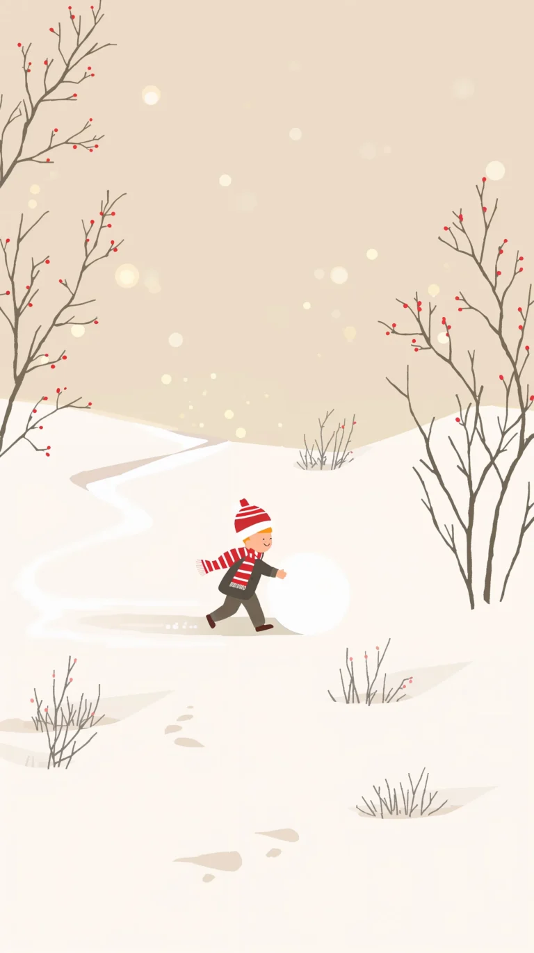 neutral-winter-wallpapers-boy-rolling-snowball-christmas-style