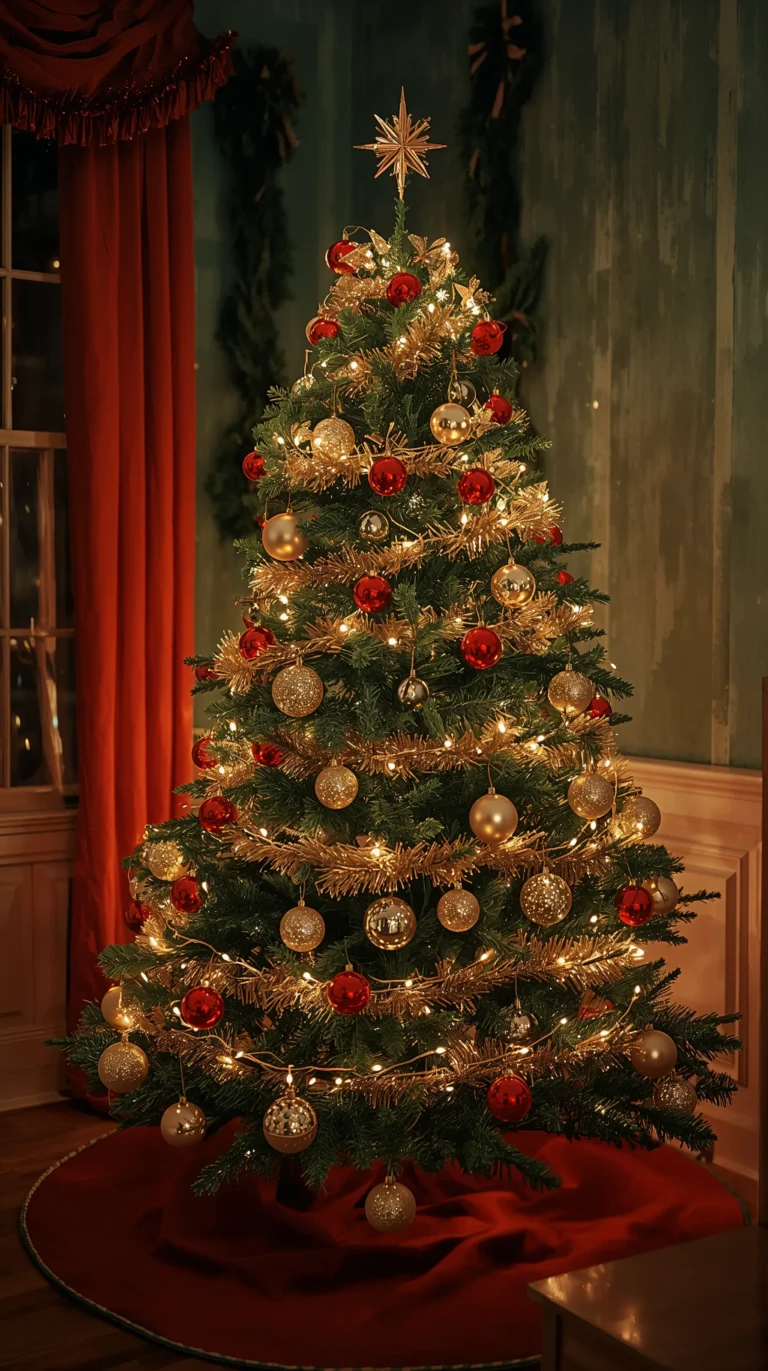 vintage-christmas-wallpapers-retro-christmas-tree-golden-lights-phone