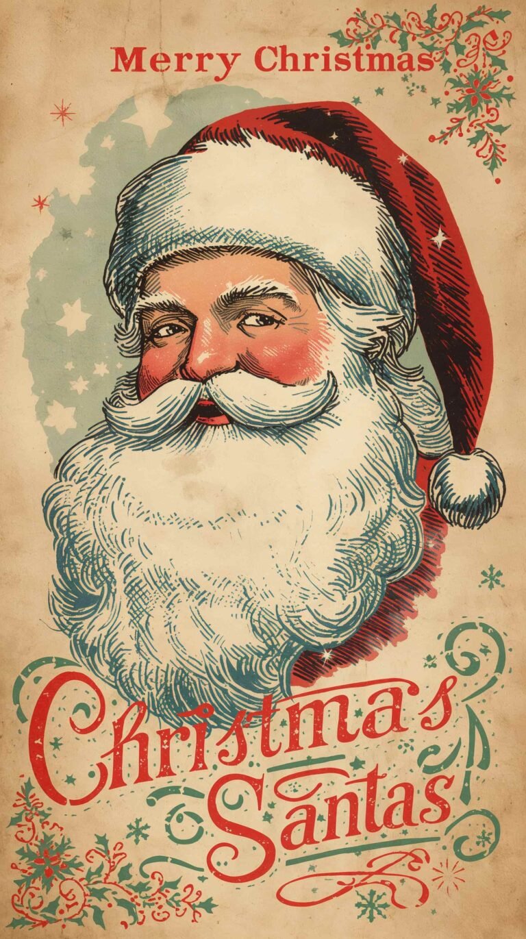 vintage-christmas-wallpapers-santa-postcards-collage-phone