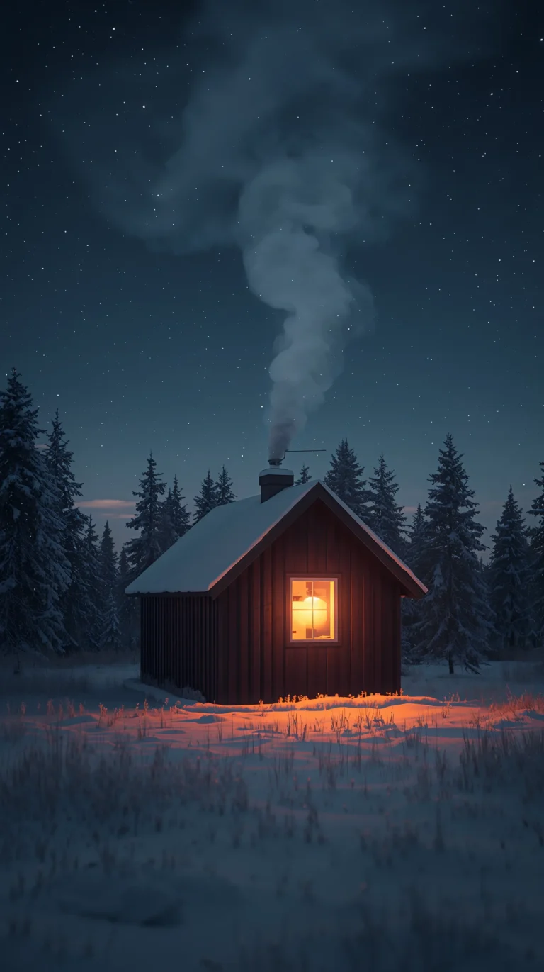 vintage-cottagecore-winter-wallpapers-cozy-night-cabin-stars-phone