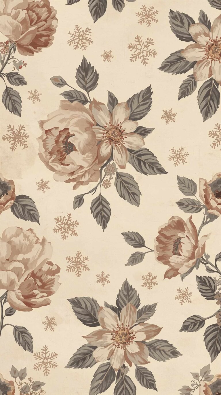vintage-floral-winter-wallpapers-faded-floral-pattern-with-snowflakes-beige-phone