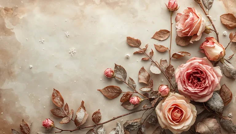vintage-floral-winter-wallpapers-frosted-roses-on-antique-paper-peach-phone-ipad
