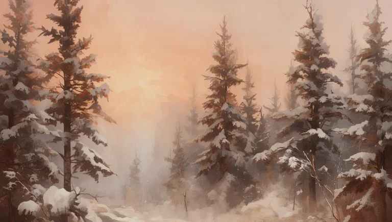 vintage-winter-landscape-wallpapers-pine-forest-sunrise-painted-ipad
