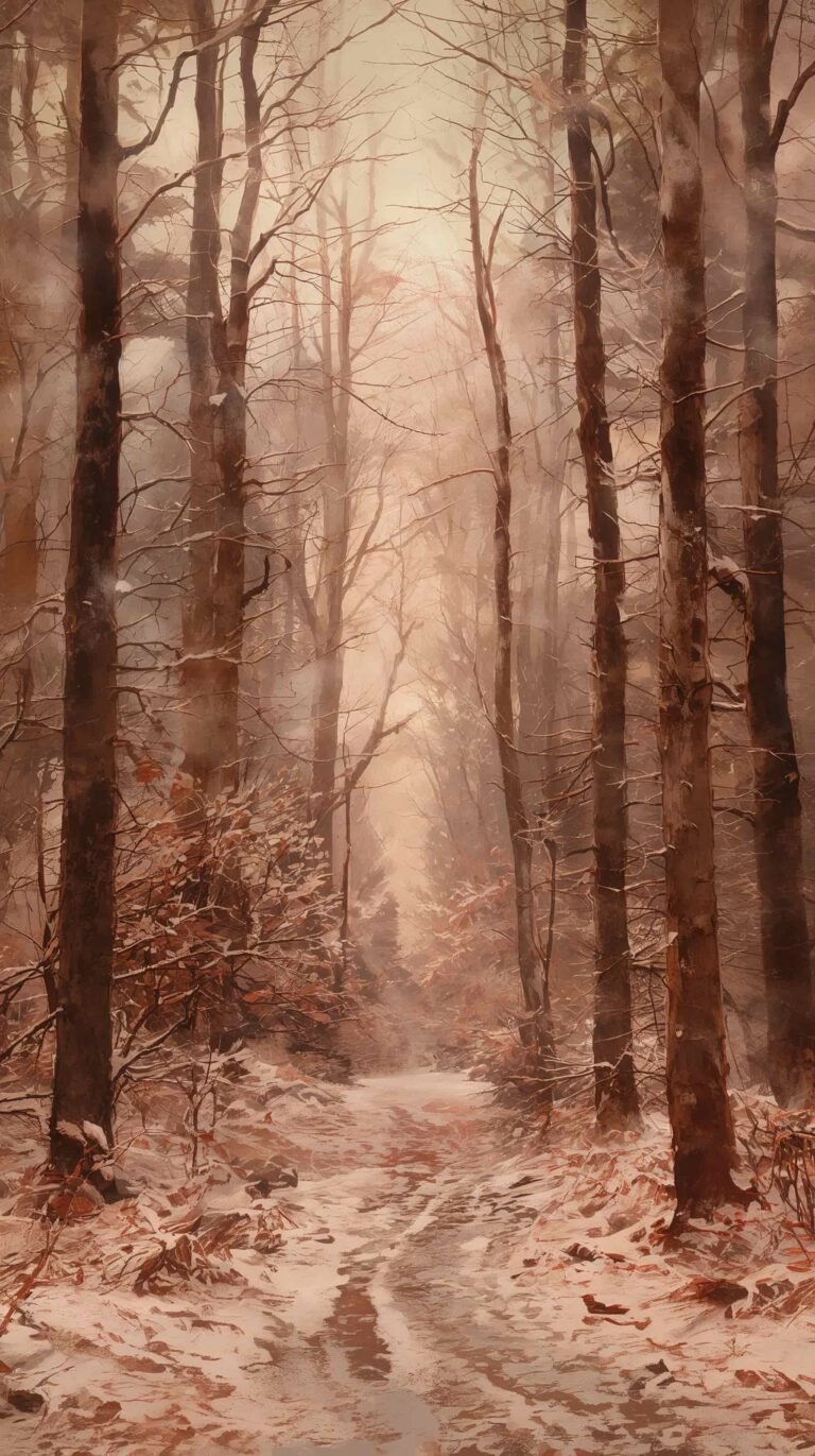 vintage-winter-landscape-wallpapers-winter-forest-path-retro-phone