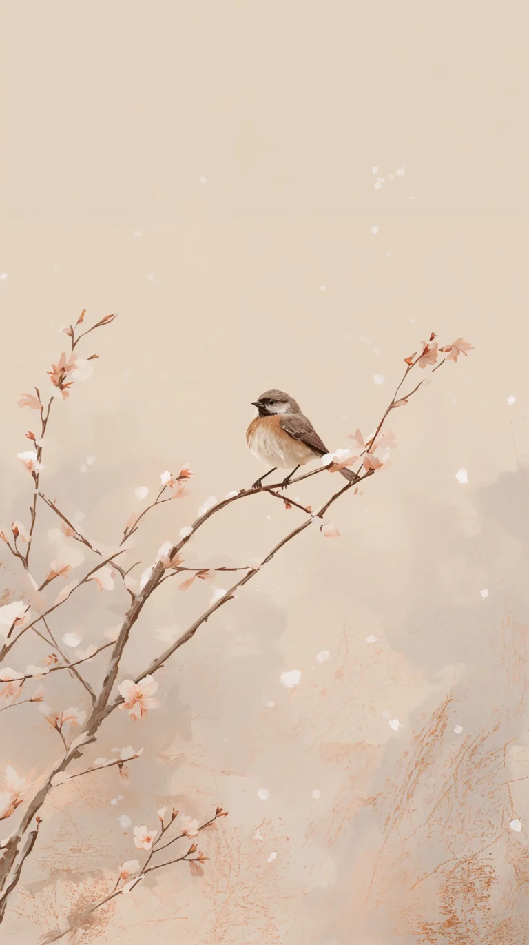 white-minimalist-wallpapers-bird-curved-snowy-branch-iphone