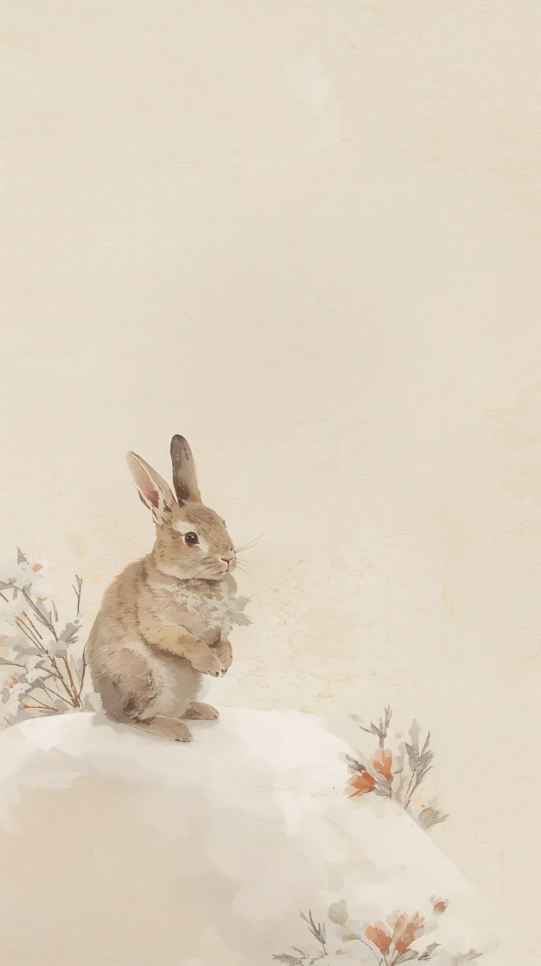 white-minimalist-wallpapers-bunny-snowflake-holding-iphone