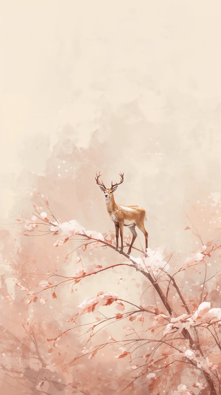 white-minimalist-wallpapers-deer-snowy-branch-iphones