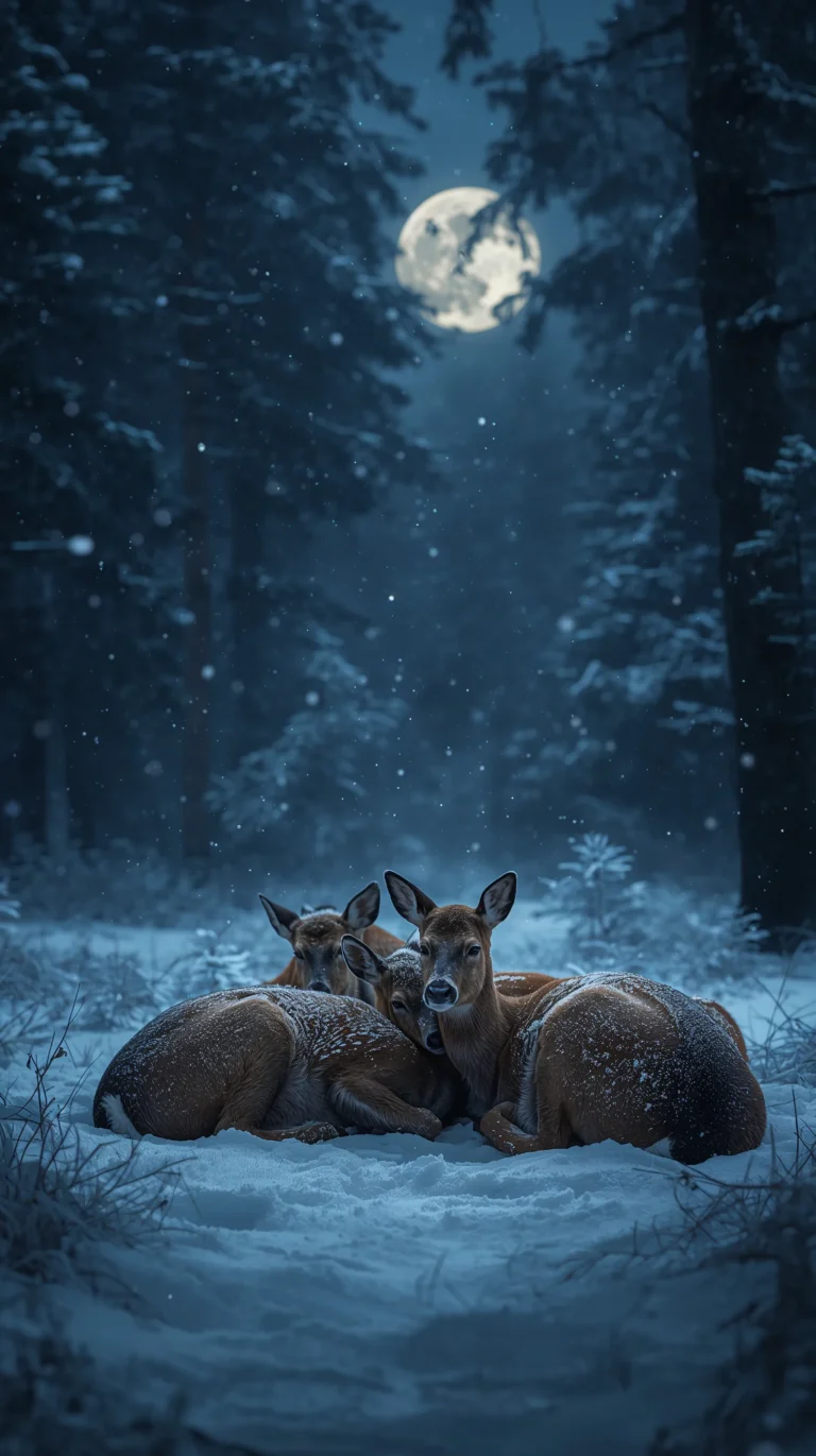 winter-forest-wallpapers-deer-cuddled-night-winter