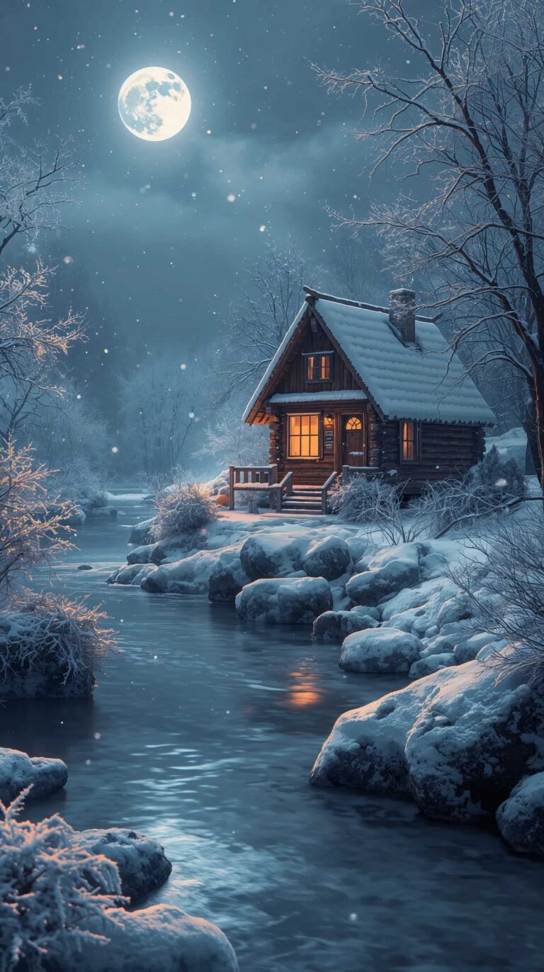 winter-wonderland-backgrounds-cozy-cabin-lights-phone